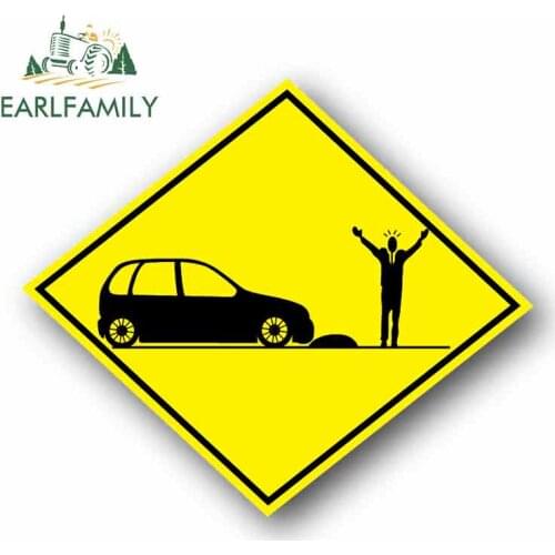 EARLFAMILY 13cm x 11cm for CAUTION CAR CRASH Sign Car Stickers Helmet Motorcycle Sunscreen Vinyl JDM Bumper Trunk Truck Graphics