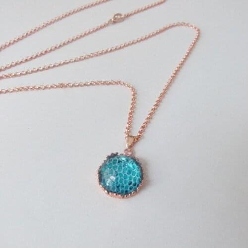 TAVASZI Exclusive new arrival 2mm O shape cable necklace chain rose gold & clasp & rose gold crown tray
