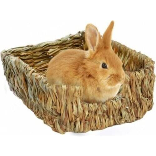 Handcraft Woven Grass Hamster Nest Rabbit House Cage Natural Grass Bed Nest for Guinea Pigs Chinchillas Small Pets Chew Toys