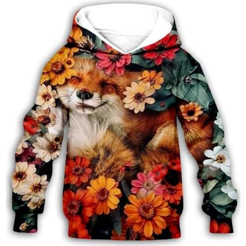 Flower Fox 3d printed Hoodies family suit tshirt zipper Pullover Kids Suit Funny Sweatshirt Tracksuit/Pant Shorts