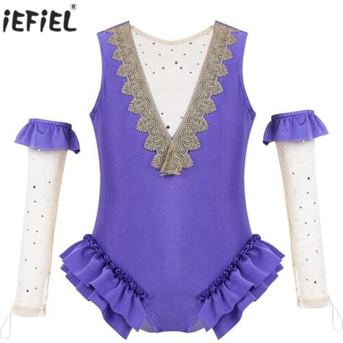 IEFiEL Girls Gymnastics Leotard Halloween Cosplay Costume Outfit Sleeveless Mesh Splice V-Shaped Back Dance Leotard Photography