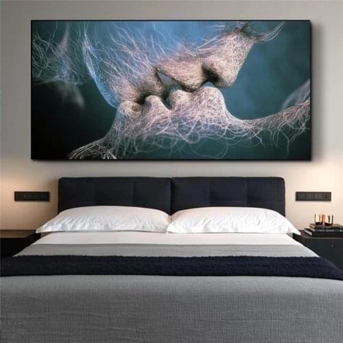 Sexy Lover Kiss Canvas Art Posters and Prints Modern Kiss Canvas Paintings on The Wall Art Pictures for Living Room Cuadros