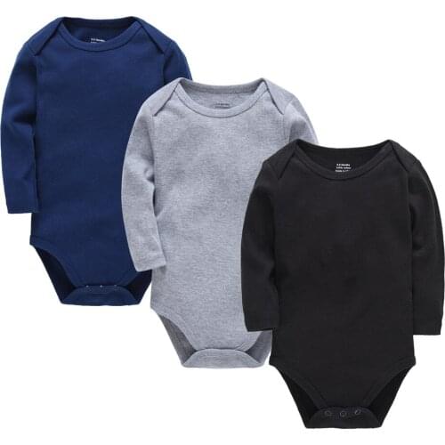 KAVKAS Newborn Body bebe White Boy Clothes Long Sleeve 100% Cotton Winter Kids Bodysuit Blank Solid Infant Clothing
