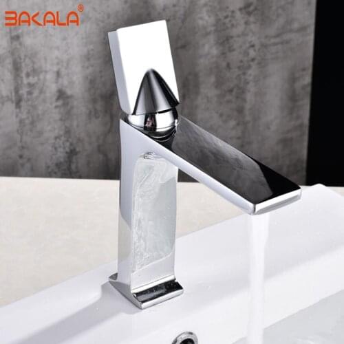 BAKALA Faucet Chrome And Black Faucet Cold And Hot Water Basin Faucet Basin Sink Mixer Tap Brass Made Deck Mounted BR-2018A27A