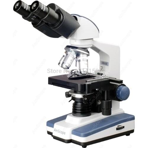 School and clinic -AmScope Supplies 40X-1000X LED Lab Binocular Compound Microscope w 3D Two-Layer Mechanical Stage