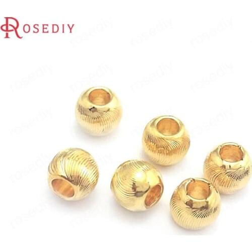 30PCS 4 Size can picked 24K Gold Color Brass Round Ball Necklaces Bracelets Spacer Beads Jewelry Making Supplies Diy Accessories