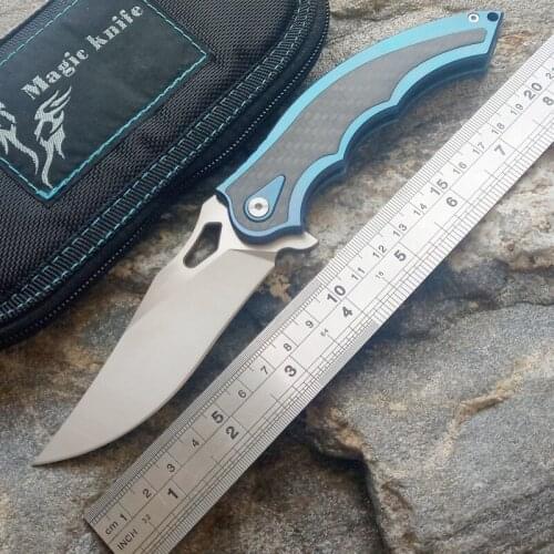 MAGIC 2018 M390 blade ball bearing TC4 titanium handle YI Claw flip folding camping hunting pocket fruit knife EDC tool
