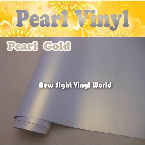 Premium Gold Matte Pearlescent Vinyl Roll Satin Pearlescent Car Wrap Air Free Vehicle Wraps Size:1.52*20M/Roll (5ft x 65ft)