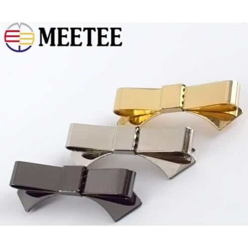 Meetee 4/10pcs Metal Bow Buckle Bag Shoe Decoration Buckles Insert Clip Hook DIY Manual Jewelry Costume Craft Hardware Accessory