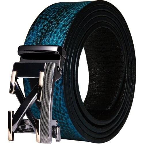 High Quality Leather Belt Men Famous Brand Genuine Leather Metal Automatic Buckle Belt Luxury Blue Cowskin Men Strap DiBanGu