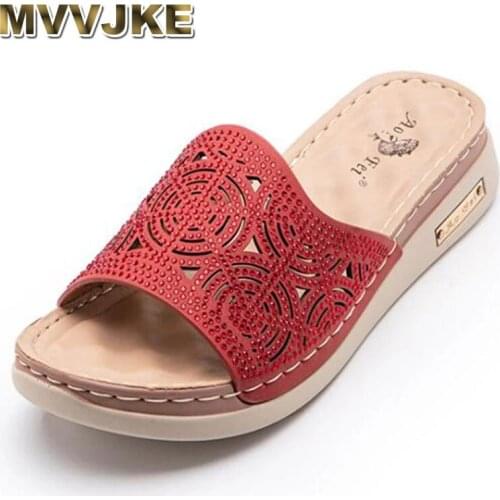 MVVJKE Fashion Sandals Women Summer Outdoor Rhinestone Wild Slippers Ladies Luxury Flat Bottom Ladies Beach Fashion all-match
