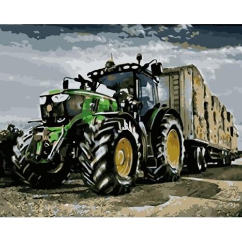 Harvest tractor Still life Painting by Hand Joy in holiday time DIY gift Drawing by Numbers Big Size Wall Art Picture 60x75cm