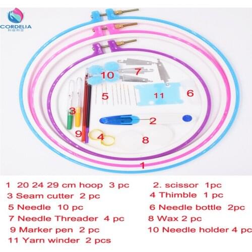 20 pcs 20 14 27cm cross stitch round frame tools sets as home patchwork accessories including seam cutter pen refill needle