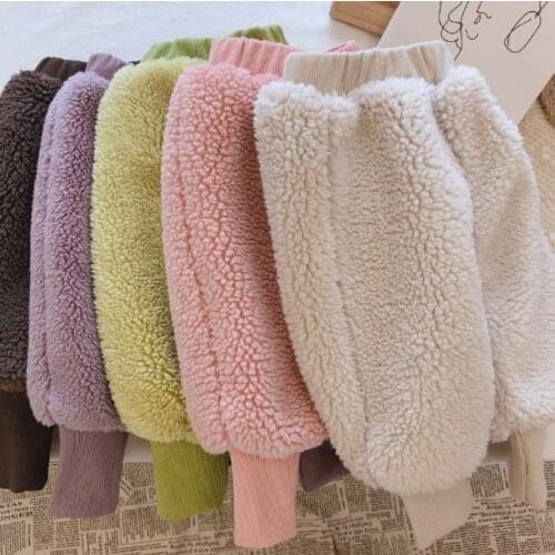 New Girls' Lamb Velvet Trousers For Winter Baby Kids Thickened Jogger Pants Toddler Infant Comfortable and Warm Turnip Trousers