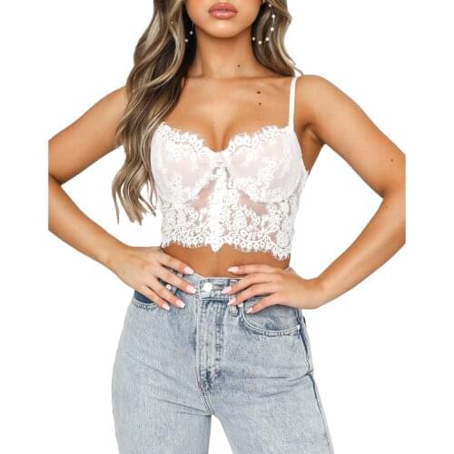 New Women’s Sexy Lace Tanks Top Bra See through Solid Color Suspender Body Shaping Lingerie Casual Tees