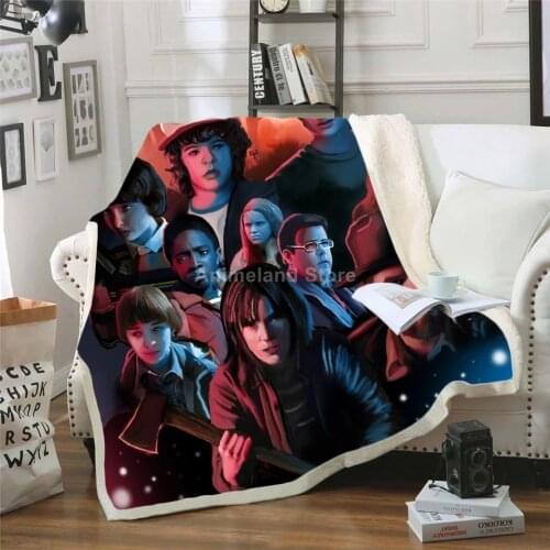 Stranger Things Kids Blanket 3D Print Fleece Blankets For Beds Home Textiles Luxury Adult Gift Soft Winter Movie Warm Bedspread