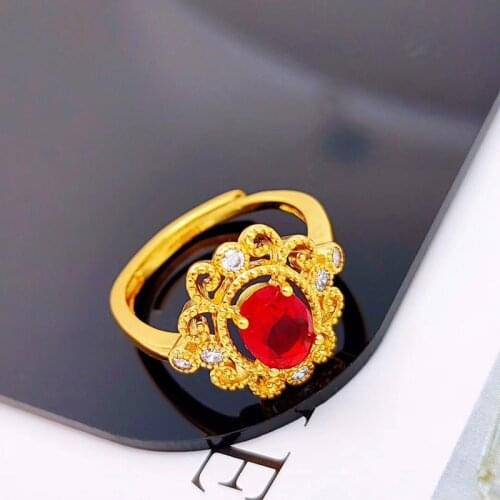 OMHXFC Jewelry Wholesale YM1605 European Fashion Fine Woman Girl Party Birthday Wedding Gift Vintage AAA Zircon 24KT Gold Ring