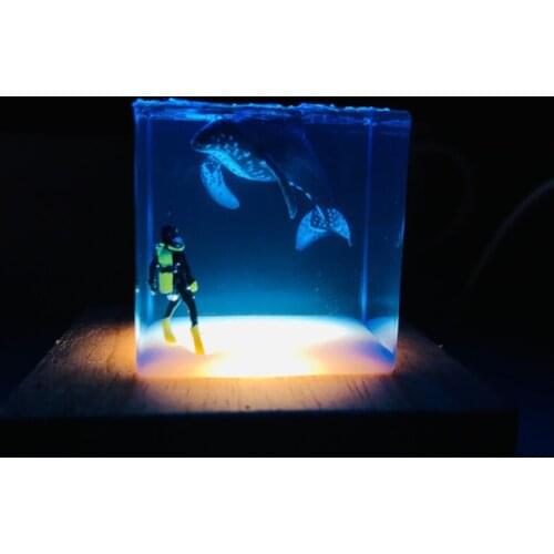 Modern Resin Handicrafts Creative gift Whale LED Night light For Coffee Shop Bedroom Study Living room