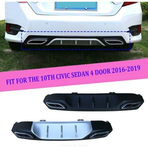 FIT For Honda Civic SEDAN 4 DR 2016 2017 2018 2019 Rear Lower Bumper Diffuser Lip Cover Exhaust Decor decorative rear bumper lip