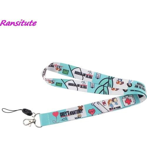 Ransitute R1582 Doctor Theme TV Show Greys Anatomy Lanyard Badge ID Lanyards Phone Rope Key Lanyard Neck Straps Accessories
