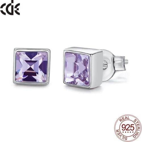 CDE 925 Sterling Silver Earrings Embellished with Crystals from Swarovski Square Geometric Earrings Ear Accessories Jewelry