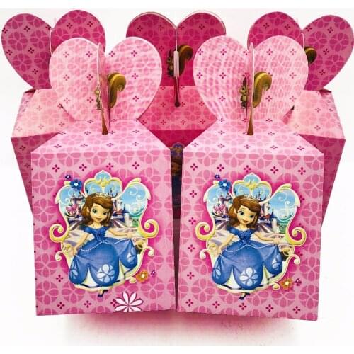 Sofia Princess Paper Candy Boxs Gift Bags For Party Baby Shower Birthday Candy Box Birthday Party Supplies 6pcs/set