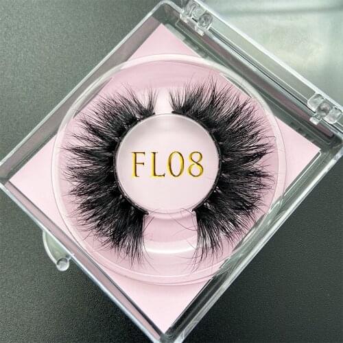 MIKIWI Thick Fluffy False Eyelash Clear Square Case Packaging Custom Labels Dramatic Real Mink Lashes 22mm FL Styles Wholesale