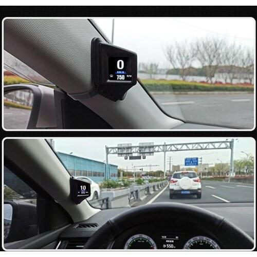 OBD2 mode Universal Car HUD Head Up Display Digital GPS Speedometer with Speedup Test Brake Test Overspeed Alarm TFT LED Display