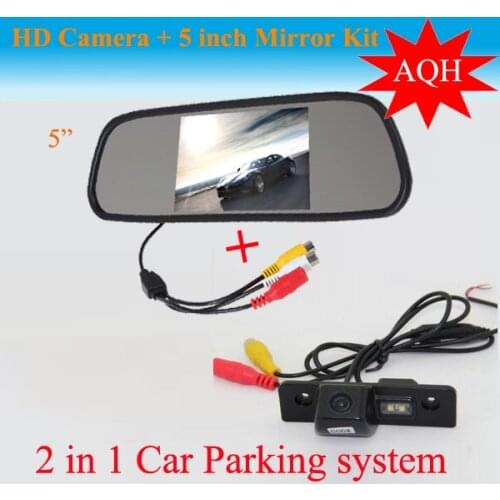 Factory Price 2 in 1 HD CCD car rear view reverse Camera for Skoda Octavia + HD 5'' Car Mirror Monitor parking