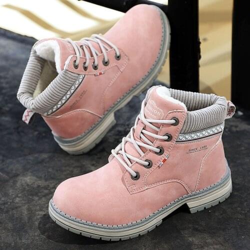 Women Winter Snow Boots Wool Lining Warming Casual Boots Shoes For Women Outdoor Lace-up Non-slip Ankle Women Climbing Boots