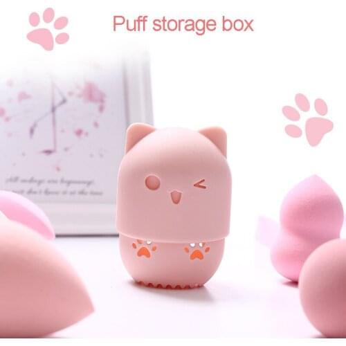 1Pcs Makeup Mixer Blending Cosmetic Puff Makeup Sponge Stand Holder Drying Case Portable Soft Silicone Cosmetic Puff Storage Box