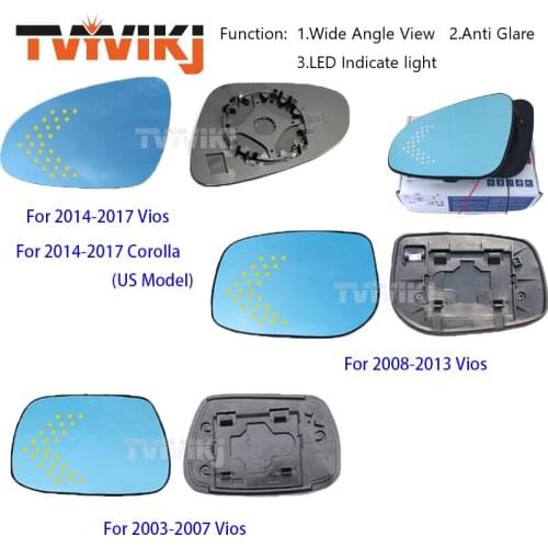 TVYVIKJ Side Rearview Mirror Blue Glass Lens with LED Indicate light For Toyota Vios Corolla 2004-2020 Wide Angle View anti