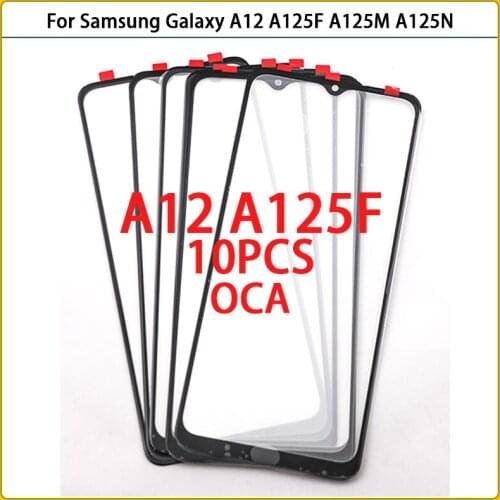 10Pcs/lot New For Samsung Galaxy A12 A125F A125M A125N Touch Screen LCD Front Glass Lens A12 6.5" Outer Glass Panel Replace OCA