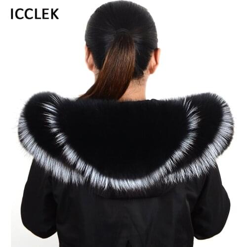 100% Natural Real Fox Fur Collar Detachable Real Fur Collar Wrap For Women Coat Female Winter Warm Fur Scarf Shawls Luxury Size