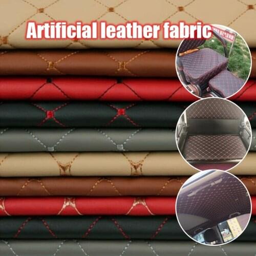 140*100cm Thick PU Leather Fabric Artificial Synthetic Leather Embroidered Sponge Quilted Upholstery Car Interior Craft Material