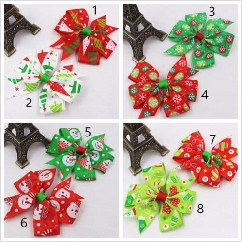 1610558 , Christmas series grosgrain ribbon hair bows have the clip, the children Hairbows boutique girls hair Accessorise
