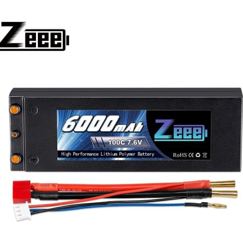 Zeee Lipo Battery 7.6V 100C 6000mAh Lipo Battery with 4mm Bullet Deans Plug Battery for RC Car Boat Truck Truggy