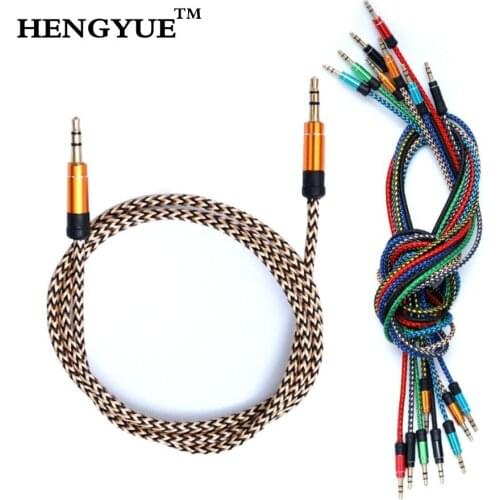 HENGYUE 200pcs/lot 1m 3.5mm Audio Aux Fabric Braided Cable For touch4 touch5 mp3 mp3 mp5