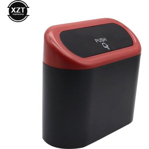 Car Trash Bin Hanging Vehicle Garbage Dust Case Storage Box Black Abs Square Pressing Type Trash Can Auto Interior Accessories