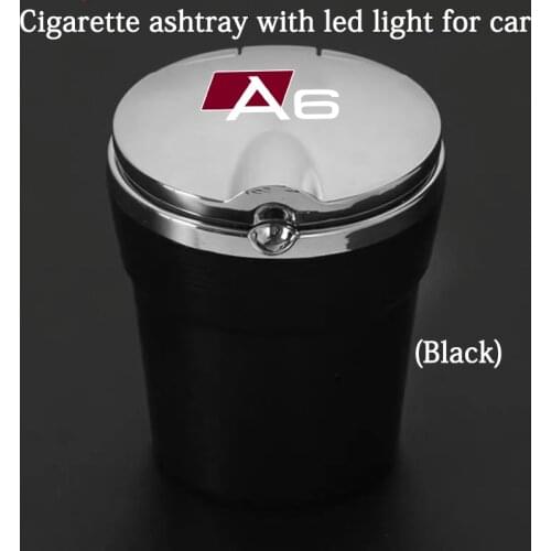 Car Ashtray With Blue LED Light Metal Liner Car LOGO styling Accessorie for Audi A6 C6 C5 C7 4F C4 Car Accessories
