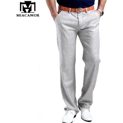 2019 Men Summer Linen Casual Pants Stretch Flax Cotton Casual Trousers Size 29-38 5 colors Mens Clothing