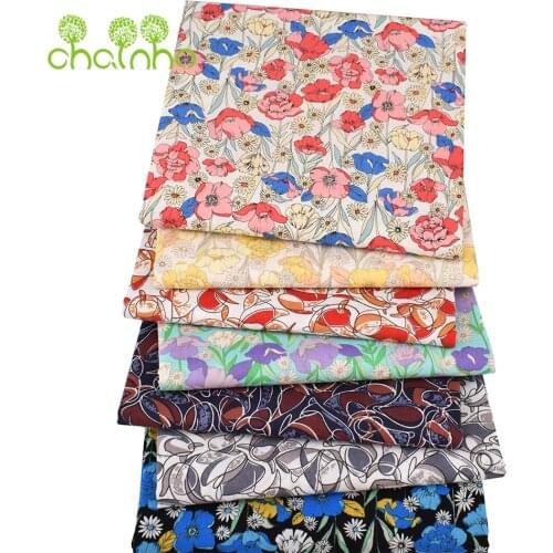 Chainho,Printed Plain Poplin Cotton Fabric,DIY Sewing Quilting Material For Baby&Childrens Shirt,Skirt,Dress,New Floral Series