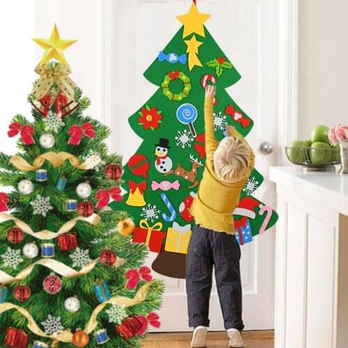 Kids DIY Felt Christmas Tree Decorations for Home Navidad 2021 New Year Gifts Christmas Party Ornaments Santa Claus Xmas Tree