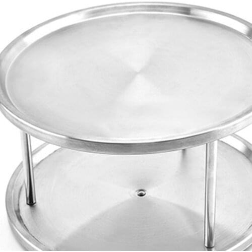 Stainless Steel 2 Tier Spices Turntable 360 Degree Rotating Fruit Tray Kitchen Q1JA