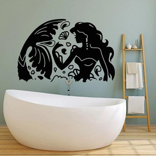 Fantasy Mermaid Wall Decal Myth Girl Marine Theme Vinyl Window Stickers Kids Bedroom Bathroom Nursery Interior Decor Mural E559