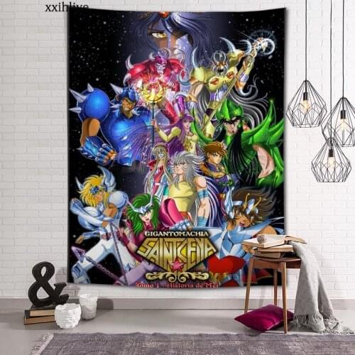 Custom Tapestry Anime Saint Seiya Printed Large Wall Tapestries Hippie Wall Hanging Bohemian Wall Art Decoration Room Decor