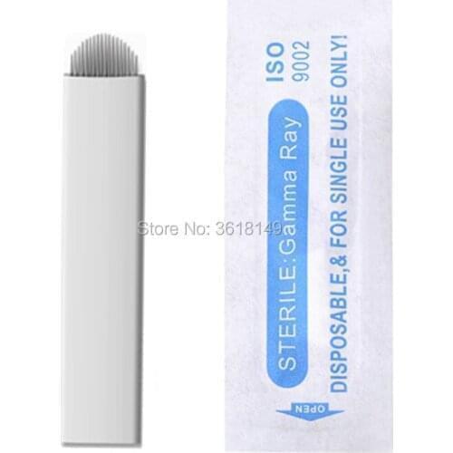 500 Pcs 12U Microblading Needles Permenent Makeup 12 Pins Tattoo Needle Lamina Agulhas Tebori U Blade for Manual Eyebrow Pen