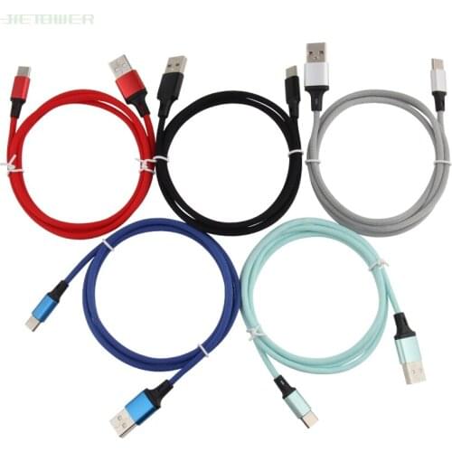 100pcs/lot USB C Type C Cable 1m Pure Color Braided for Xiaomi Note7 Mi9 Samsung S9 Fast Charging Wire TypeC Charge Cord