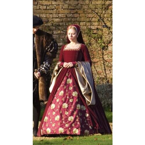 Victorian Queen Elizabeth Tudor Period Tudor dress cosplay costume Anne Boleyn style red dress from Other Boleyn Girl