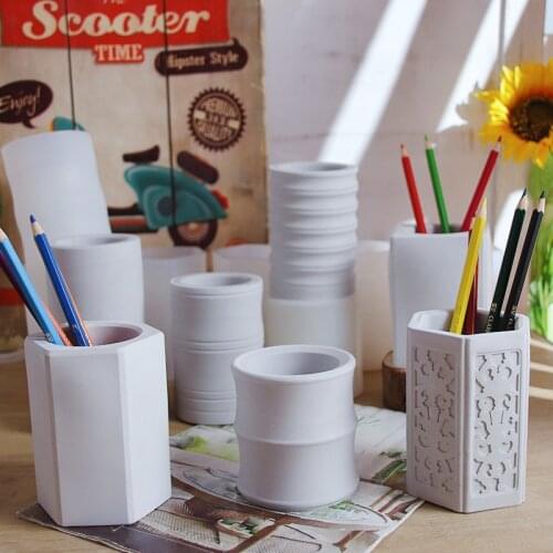 Creative Pen Holder Silicone Concrete mold Plaster Cement tabletop storage Multi-functional pen container Molds